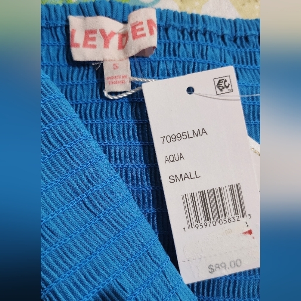LEYDEN Aqua Blue Tie Front Top Small NWT - Picture 5 of 5